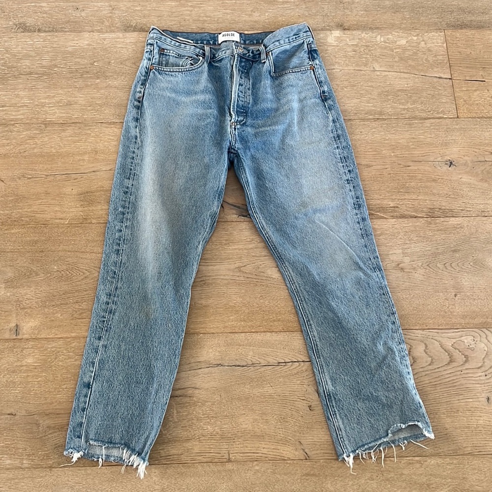 AGOLDE women’s high rise straight blue jeans, size 30